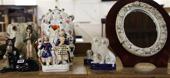 Collection of Staffordshire & mirror
